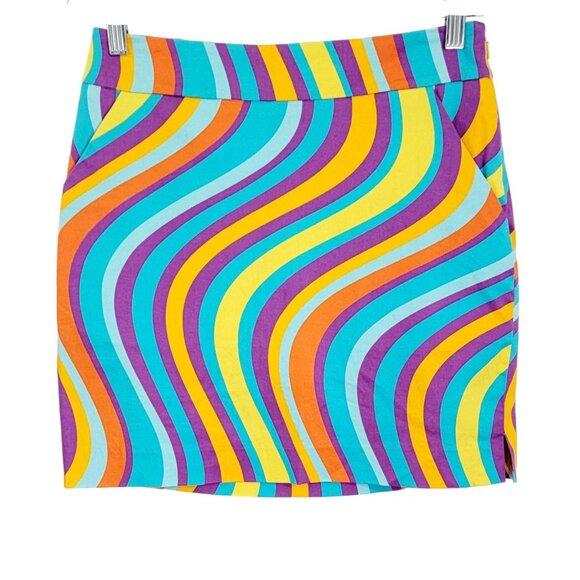 Loudmouth Dresses & Skirts - Loudmouth Womens Multicolor Wavy Striped Golf Tennis Skort Lined Size 4